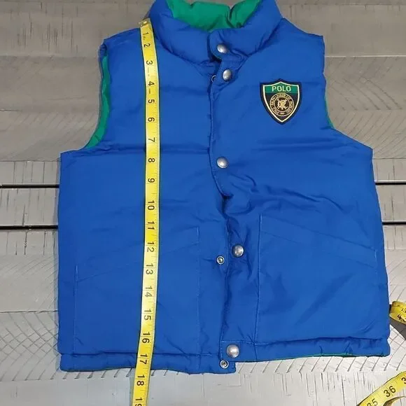 Polo Ralph Lauren Blue Green Reversible Puffer Vest Sz 4/4T - Picture 7 of 11